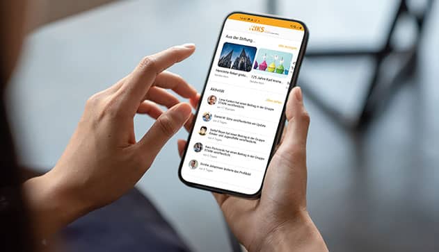 Historie | Karl Immanuel Küpper-Stiftung Intranet der Karl-Immanuel-Kuepper-Stiftung auf einem Smartphone