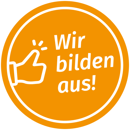 Logo gelb "Wir bilden aus" der Karl Immanuel Küpper-Stiftung